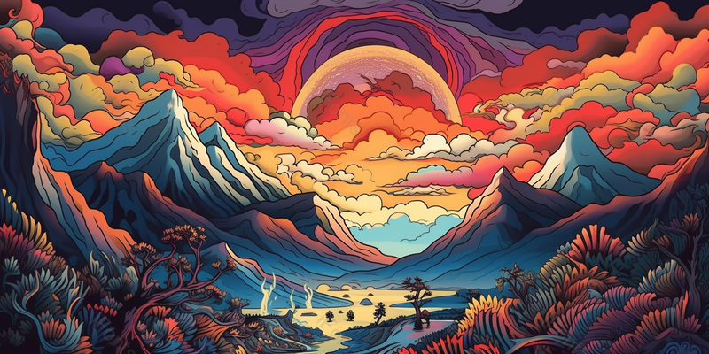 国潮风山水祥云松树树木植物溪流水流古风插画,插画/手绘图,插画/手绘图库,插画/手绘图下载,插画/手绘